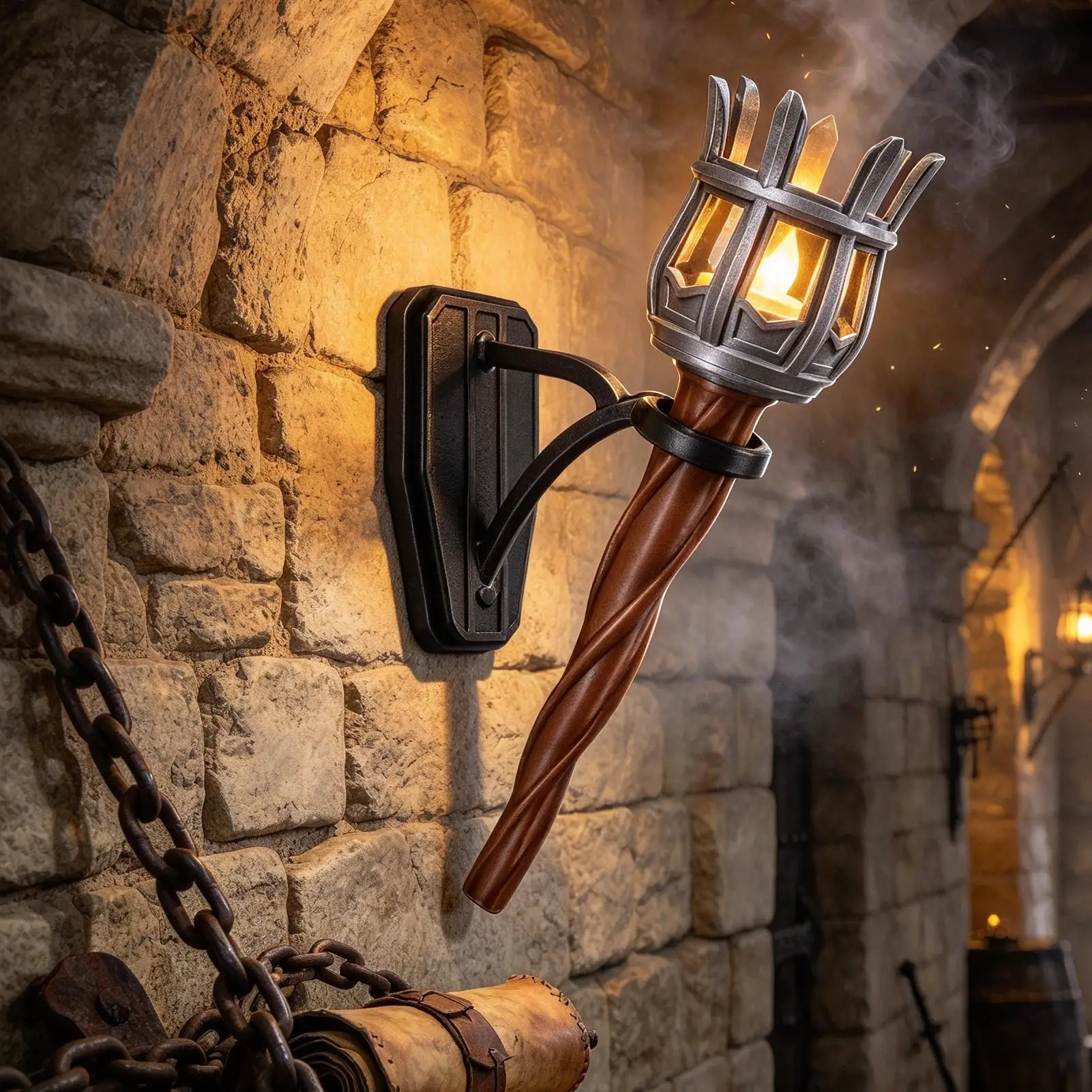 Medieval Torch Light Gothic Medieval Flickering Flame Lamp LED Torch Wall Sconce Lamp for Entryway Hallway Bathroom Bedroom