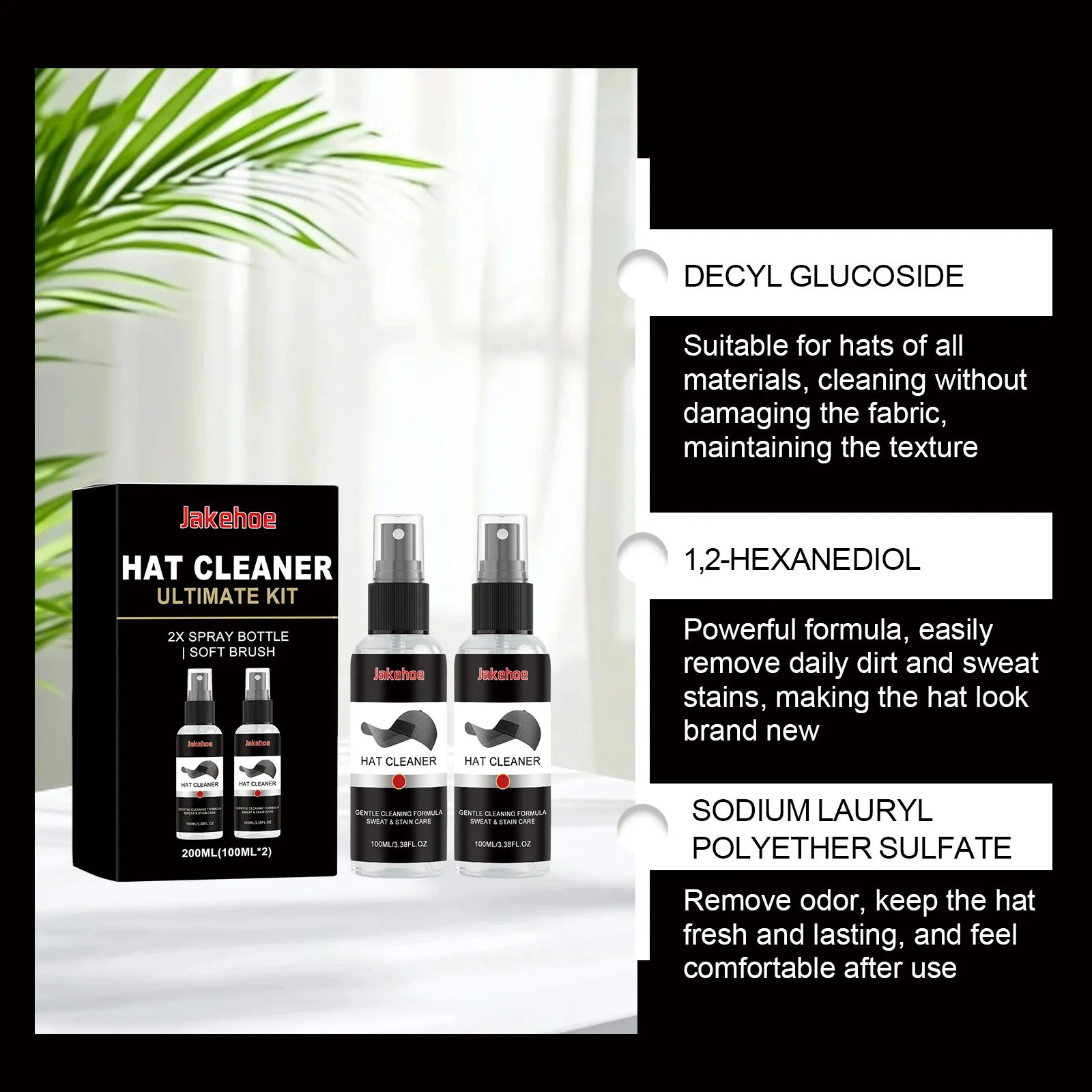Professional Cap Cleaning Kit Deep Stain Remover for Baseball Hats Fabric Safe Deodorizer with Brush and Sponge Durable