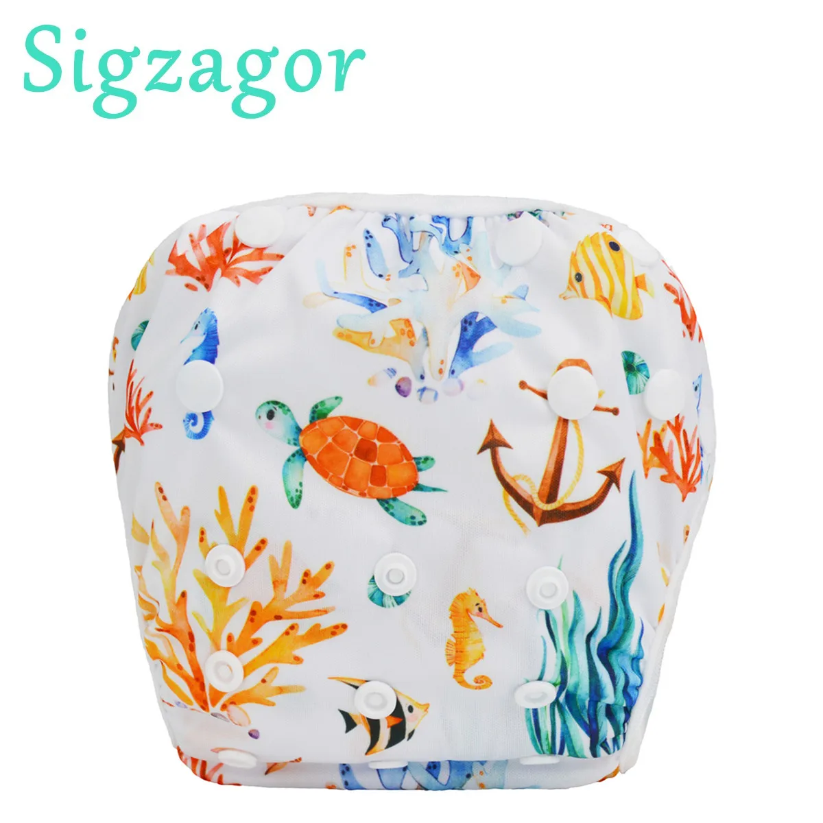 

[Sigzagor] LARGE Baby Swim Diaper Nappy Swimwear Swimsuit One Size All In One Nappy Reusable Girl Boy Toddler 18-49lbs 8-22kg