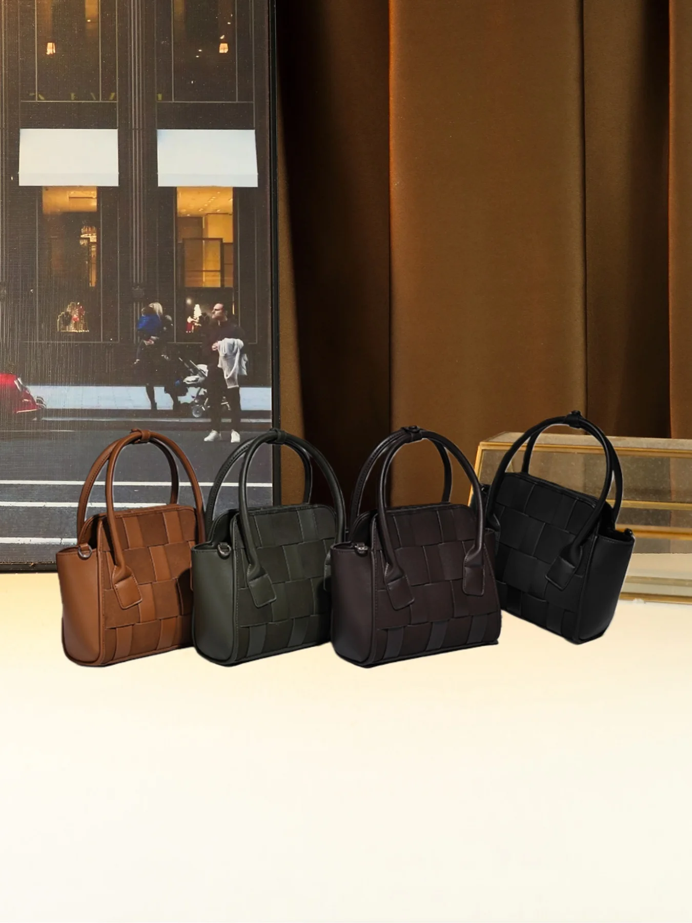 

Fashion woven solid color portable mother and child bag women's versatile vegetable basket bag