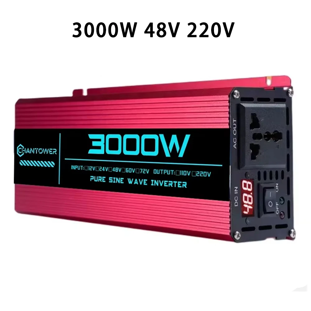 Zuivere Sinusgolfomvormer DC 48V/72V naar AC 220V 1000W 1600W 3000W 4000W 5000W 6000W LCD Display Stroomomvormer Auto Zonne-omvormer