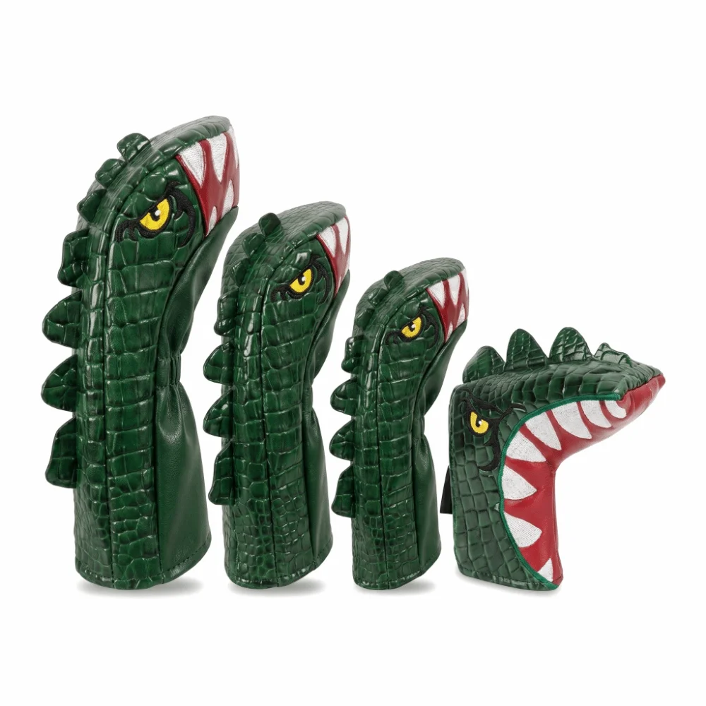 PU Leather Golf Club Head Cover Waterproof Fabric Soft Lining Fairway Wood Cover Protective Shell Green Golf Head Cover Set