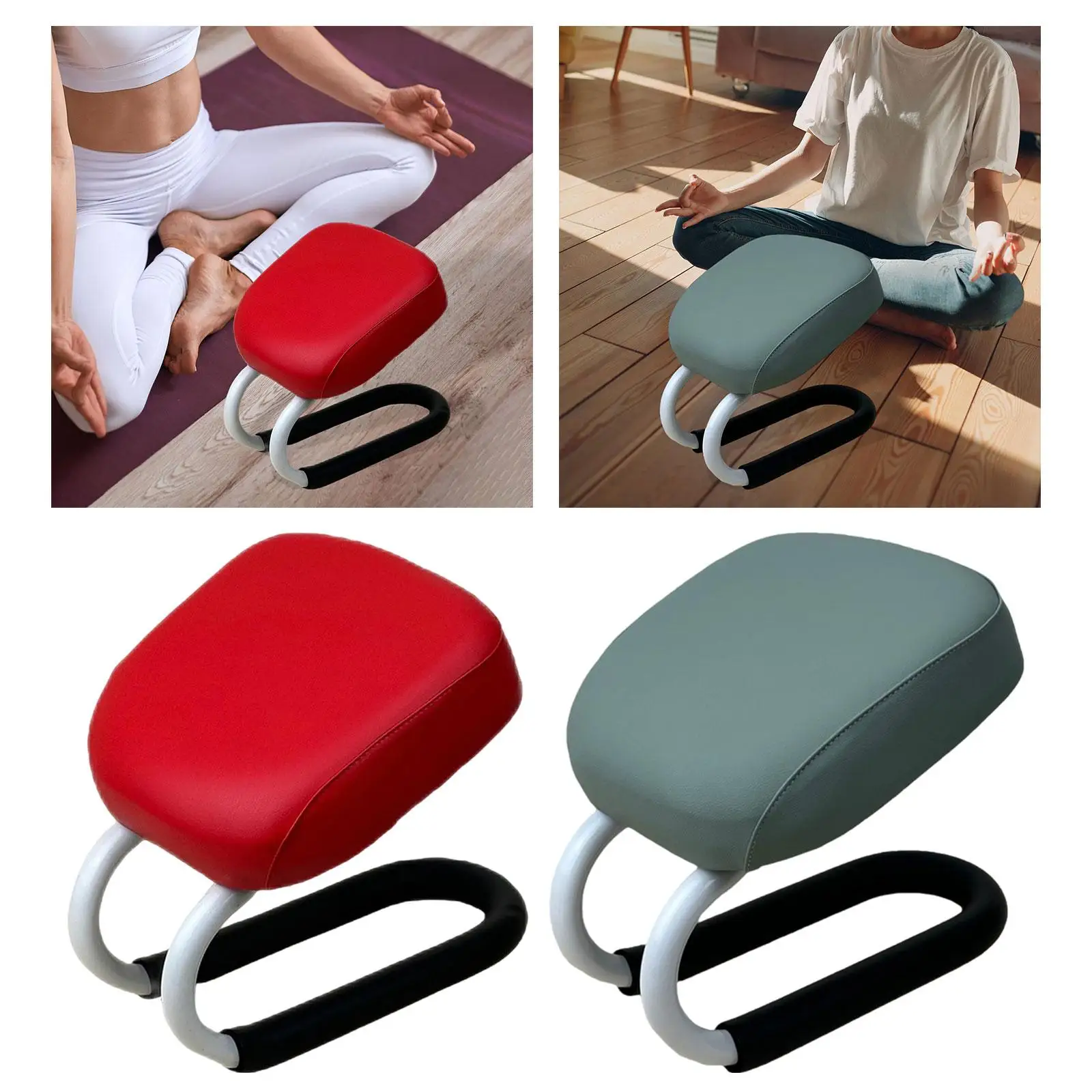 Portable Metal PU Kneeling Meditation Bench Stable Ergonomic Meditation Chair Yoga Meditation Items for Home Prayer Routines