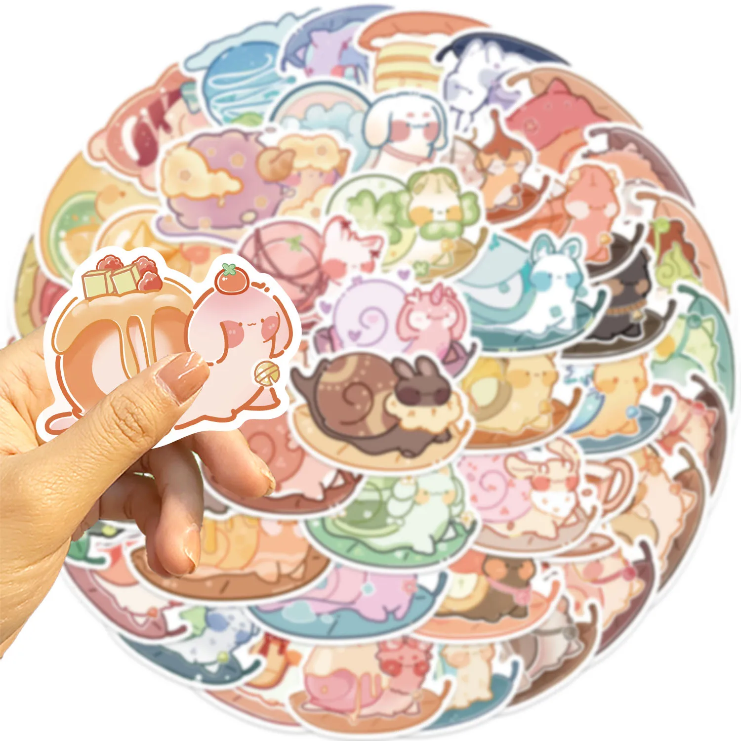 50PCS Fun Cartoon Snail Stickers Scrapbooking Collage Material Phone Cases Guitar Notebooks DIY Decorative