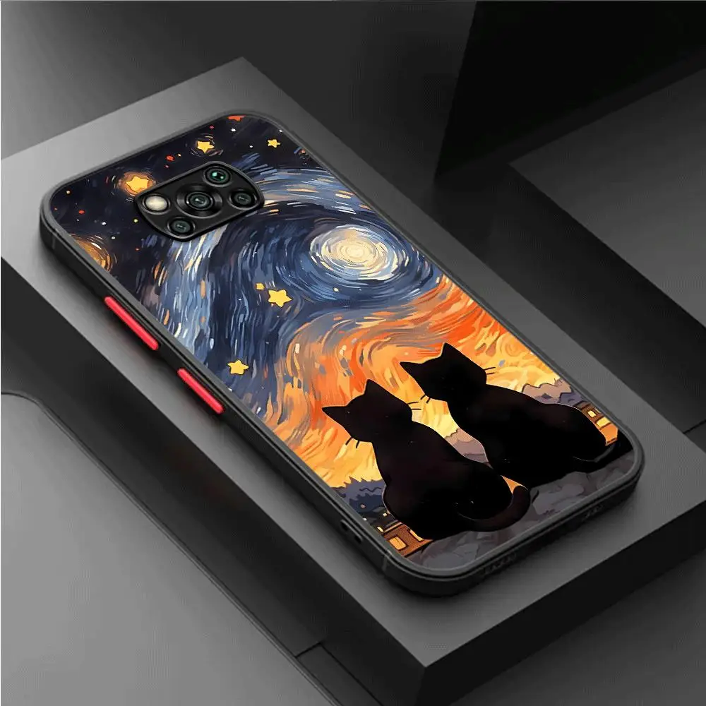 Starry Sky Cat Phone Case for Xiaomi Poco X3 NFC X3 Pro F3 M5 M5s X4Pro 5G X4 GT C40 X5Pro 5G Cover