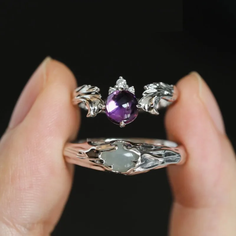 خاتم نسائي من الفضة المرصعة بالزركون بتصميم محايد قابل للتعديل وخفيف الوزن وفاخر وخاتم إصبع السبابة #3