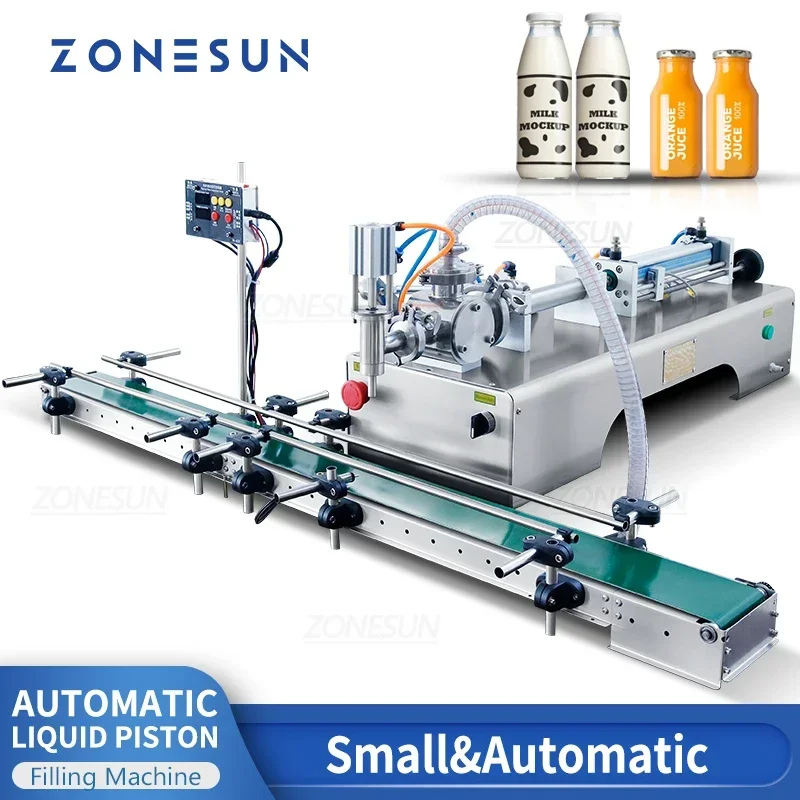 ZONESUN ZS-DTYT1L Automatic Liquid Filling Machine with Conveyor Belt Bottle Water Juice Oil Dishwashing Small Production Line