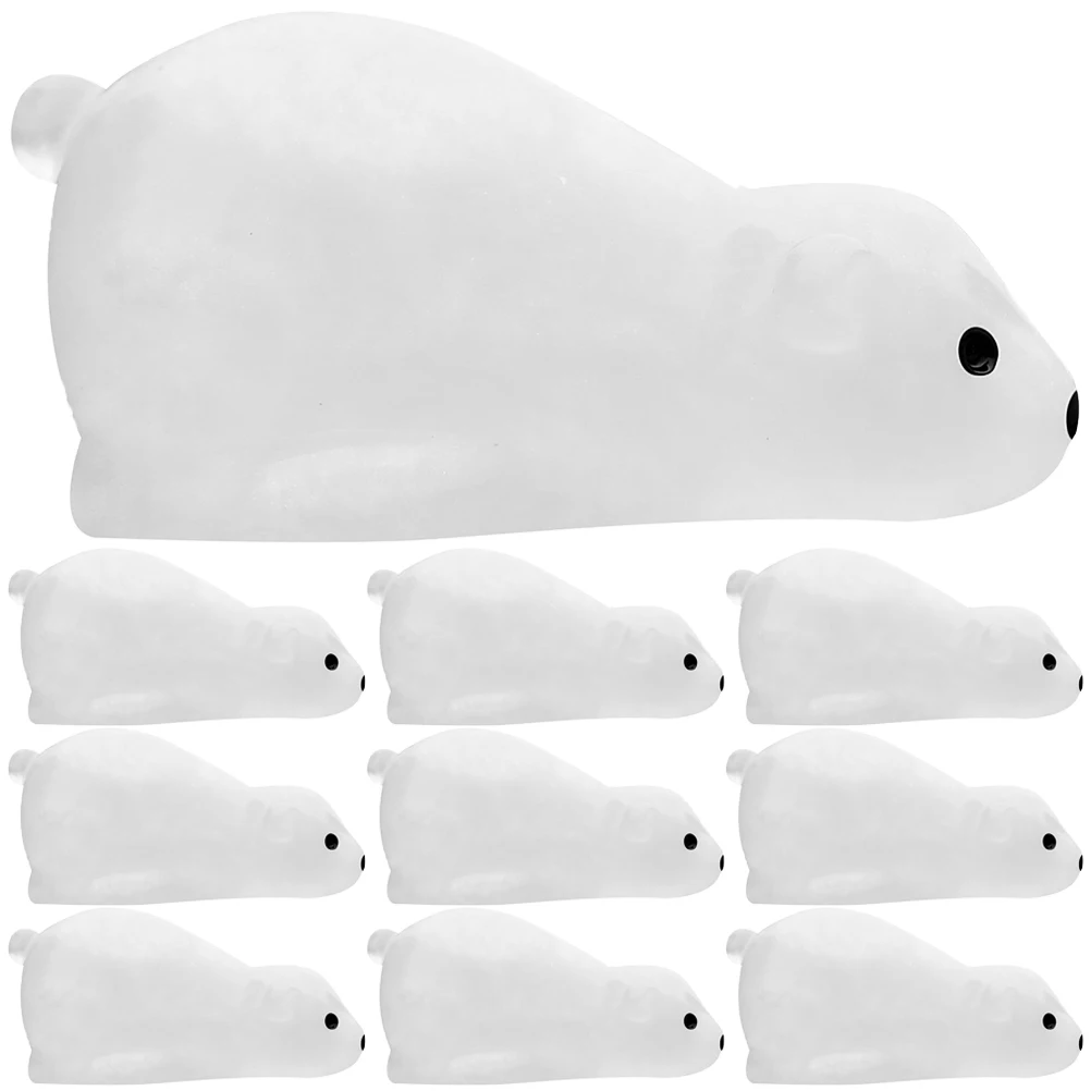 

20 Pcs Polar Bear Statue Miniature Resin Decorations Luminous Animals Figurines Glow Dark Tiny Bears Car Yard Garden