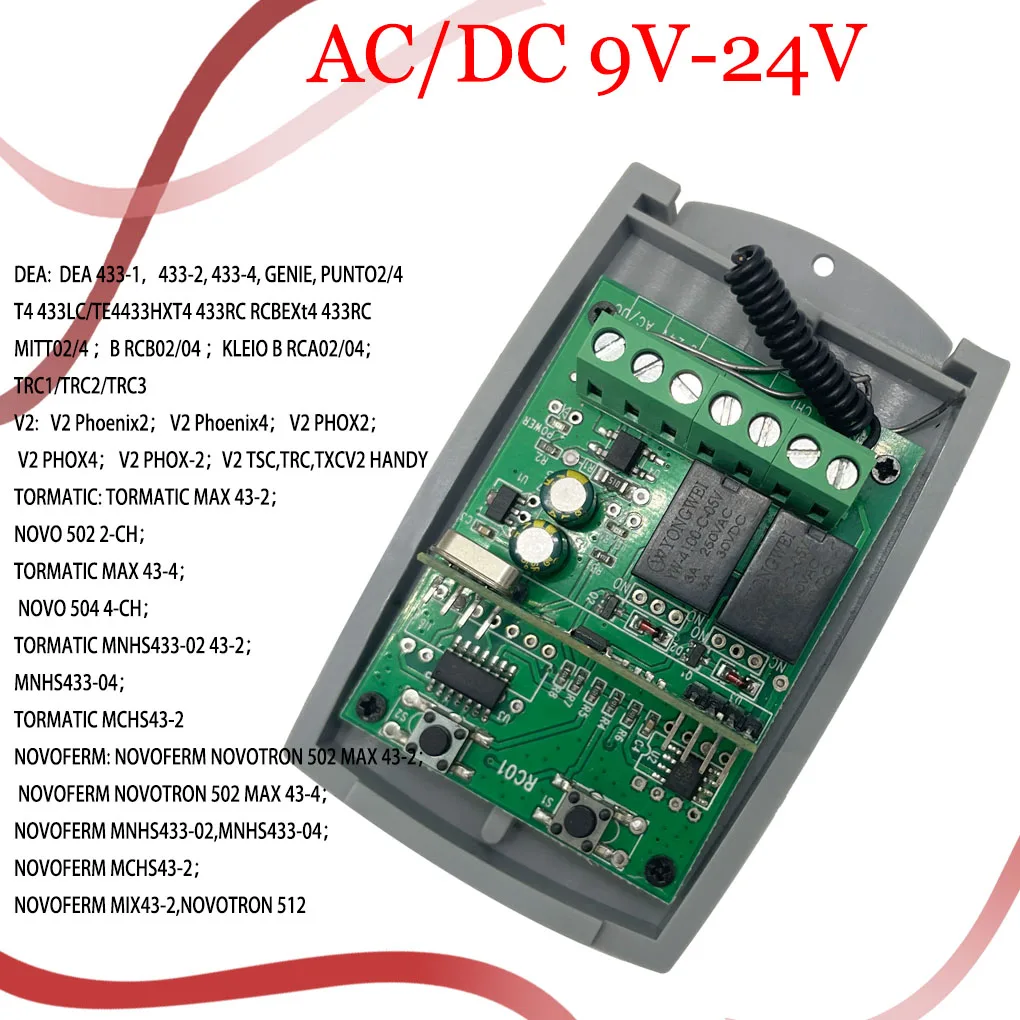 10pcs 433.92MHz Garage Door Wireless Remote Control Switch, 12V/24V Fixed & Rolling Code Smart Door Lock Controller