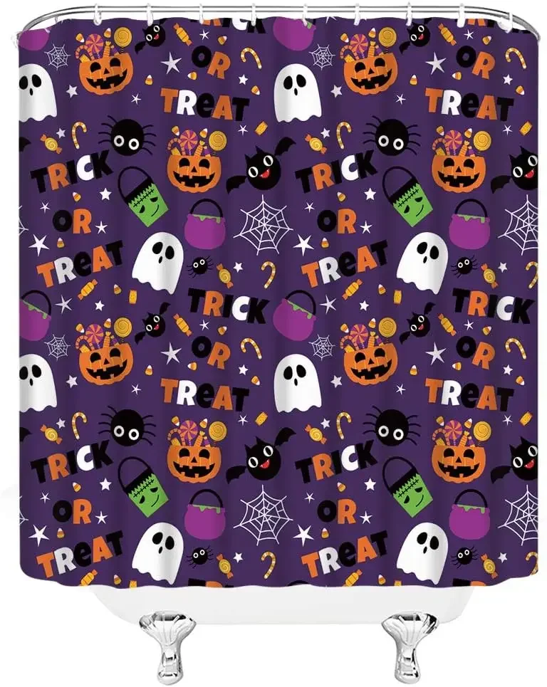 

Happy Halloween Shower Curtain Horror Bloody Hands Pumpkin Bathroom Waterproof Shower Curtain Art Deco Household Bathtub Screen