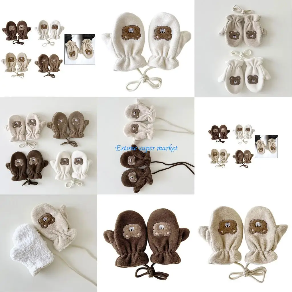 

090B Reusable Neck Strap Children's Gloves For Outdoor Ages 1-12T Breathable Fabric