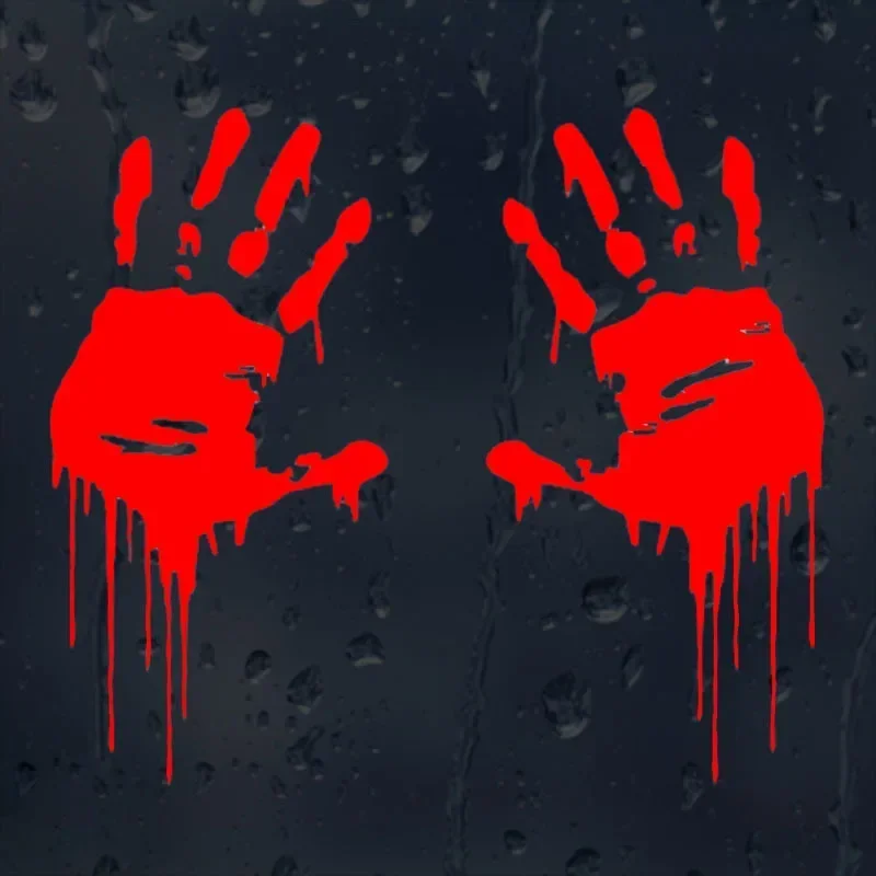 1Pair 15x7.5cm Bloody Handprints Horror Car Stickers Auto Body Windows Motorcycle Laptop Walls Vinyl Film Decal Car Accessories
