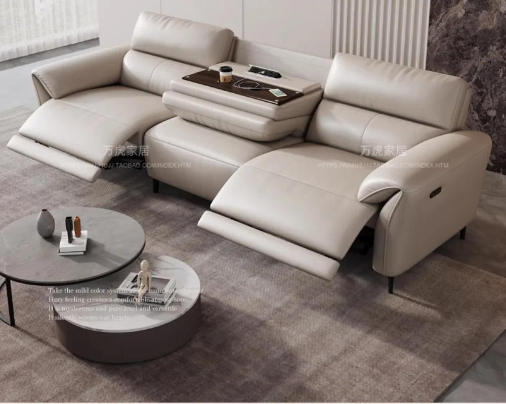 

High foot zero against the wall Electric sofa First class space multi-function cabin Living room Home theater Leather