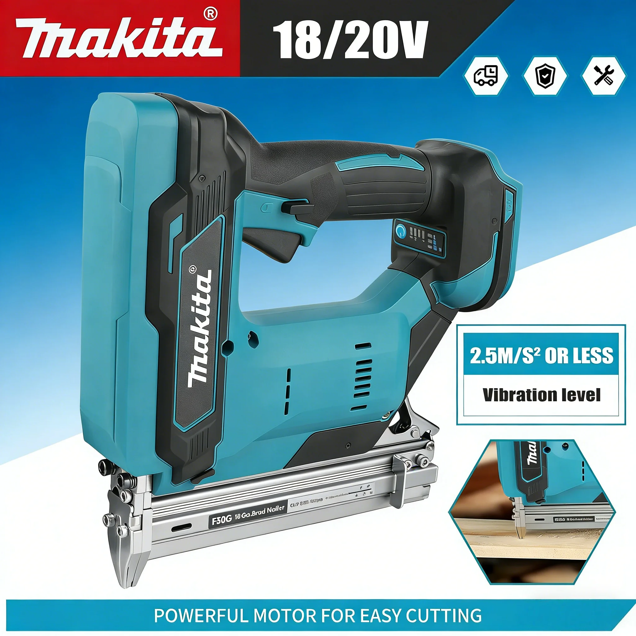 

Makita 18V Lithium-Ion Cordless Nail Gun 100-Nail Capacity With 6.0Ah Battery For Flooring Shelving & DIY Wood Projects