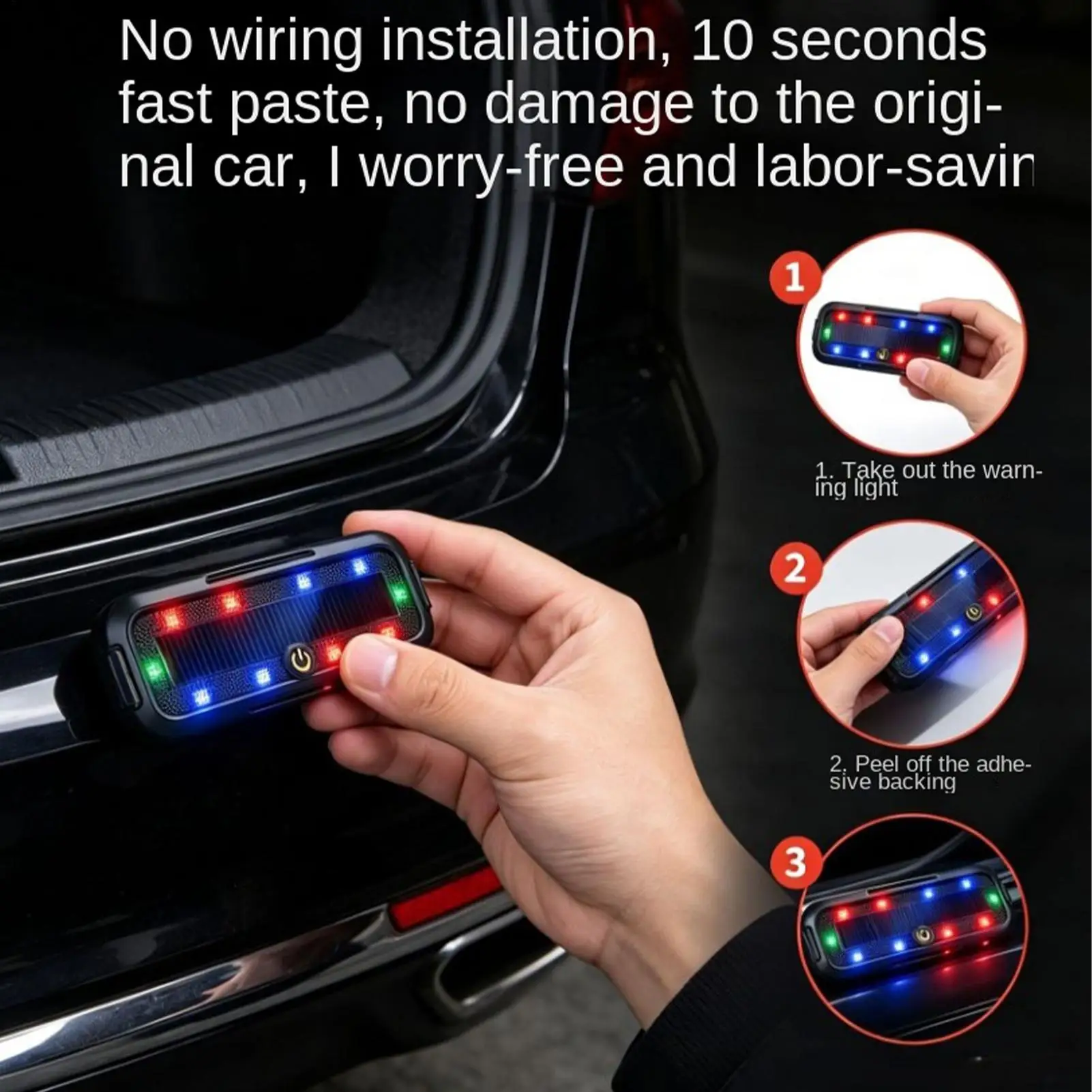 LED Solar Power Car Warning Light Night Security Simulated Alarm Wireless Anti-Theft Caution Flashing Alarm Lamp
