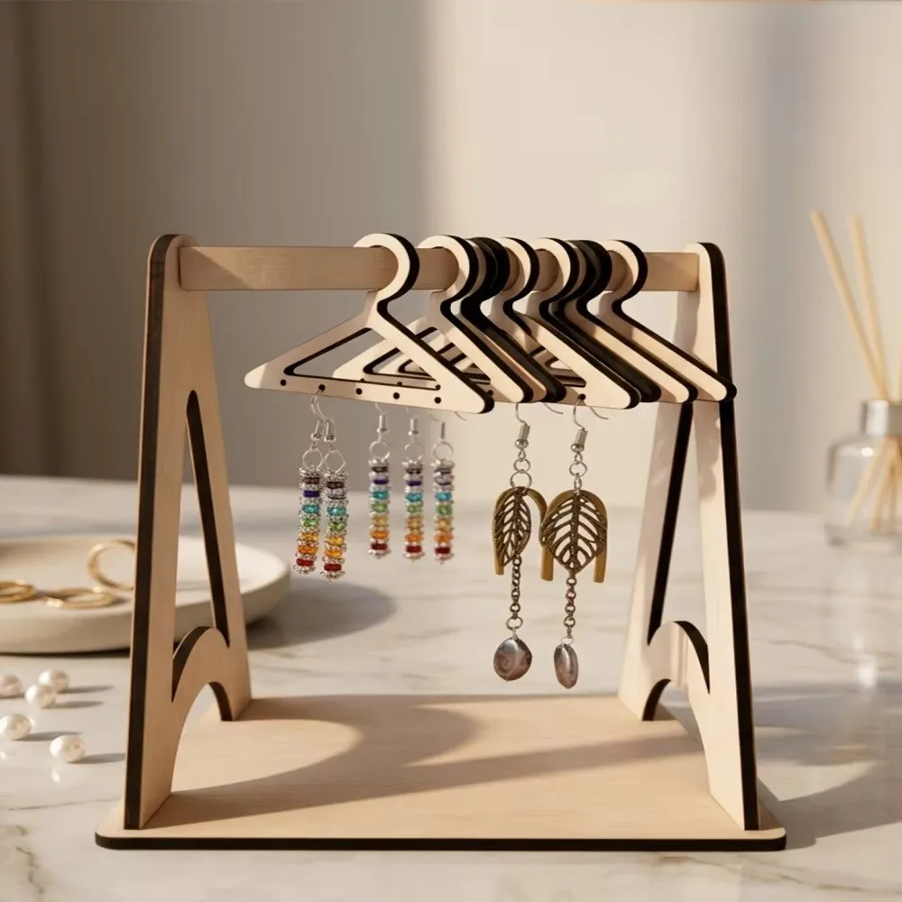 Wooden Earrings Holder Rack Necklaces Hanging Hook Jewelry Storage Rack Trinket Hanger Key chain Jewelry Display Stand