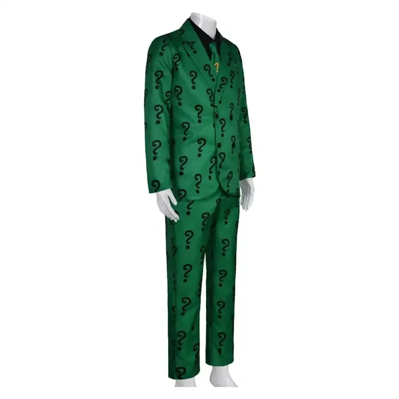 

★Halloween Cosplay Costume TV Riddler Fantasy Uniform Shirt Coat Pants Tie Mask Adult Men Outfits Ca♥ All corners of the country
