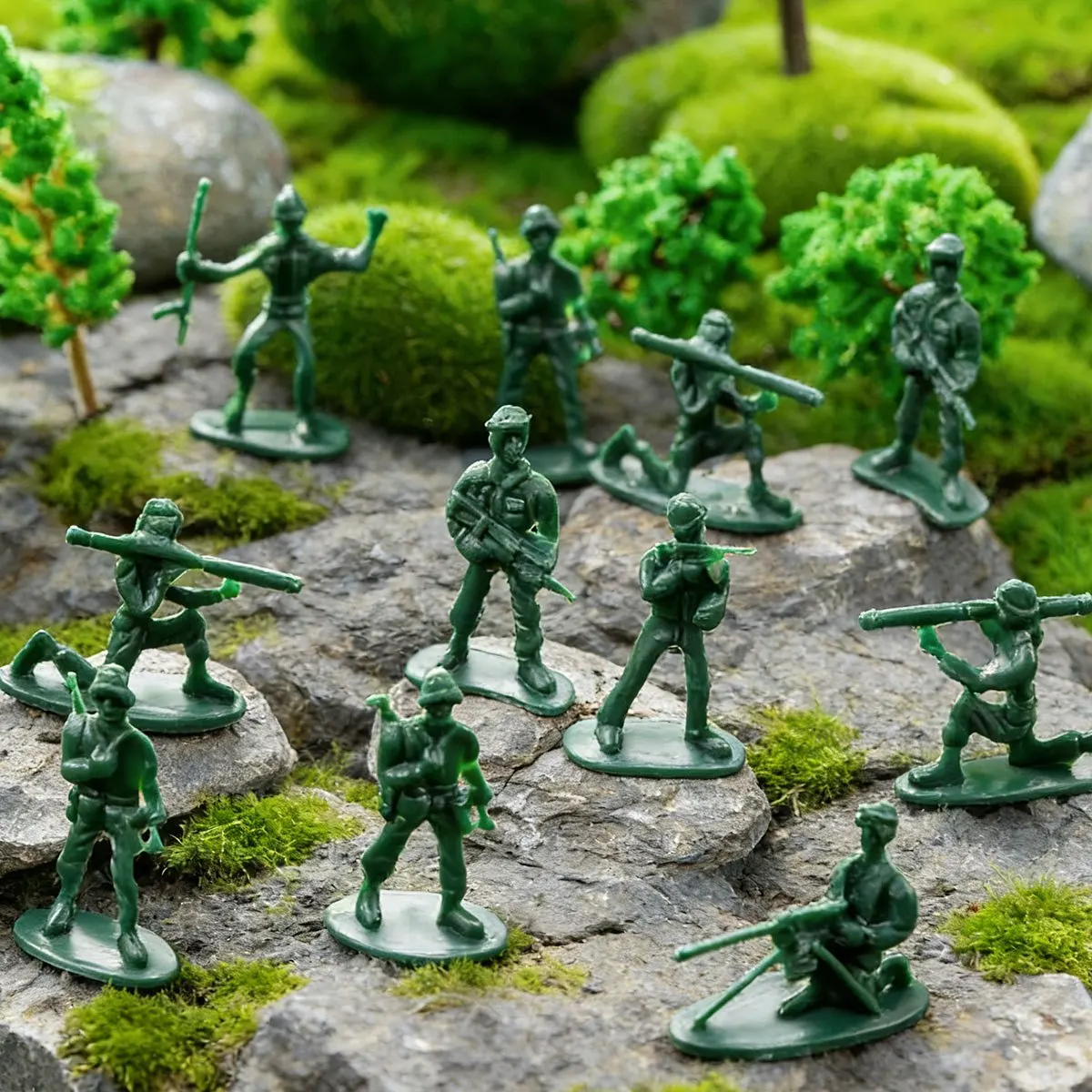 72 Stück 5cm Grüne Militärische Taktische Soldaten-Miniaturen - Armee-Modellfiguren für Sammler, Diorama-Displays & ZSY