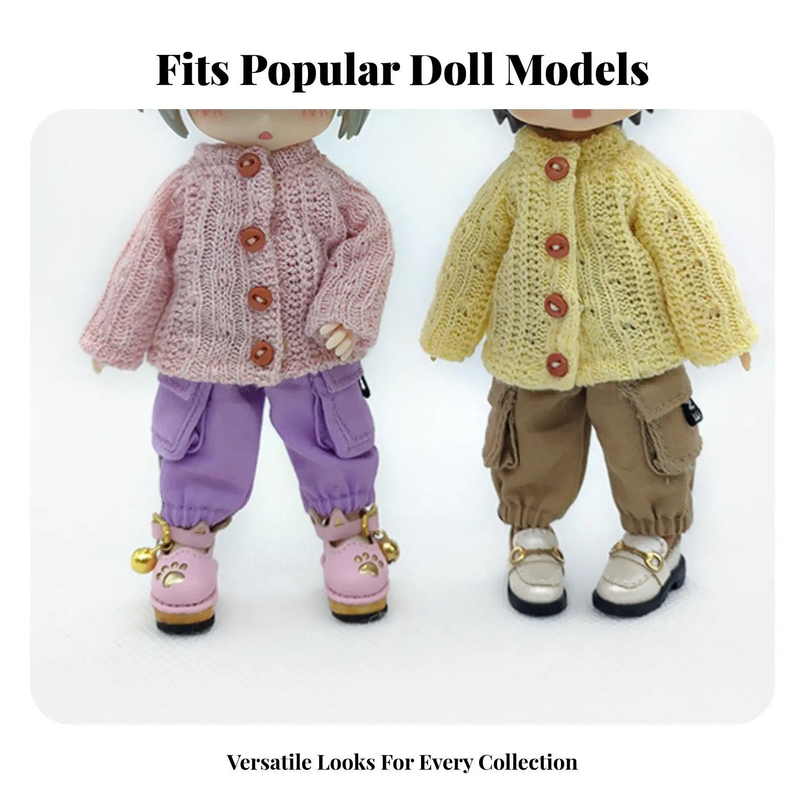 1/12 Miniature Doll Sweater Soft Knitted Doll Cardigan Button Closure Miniature