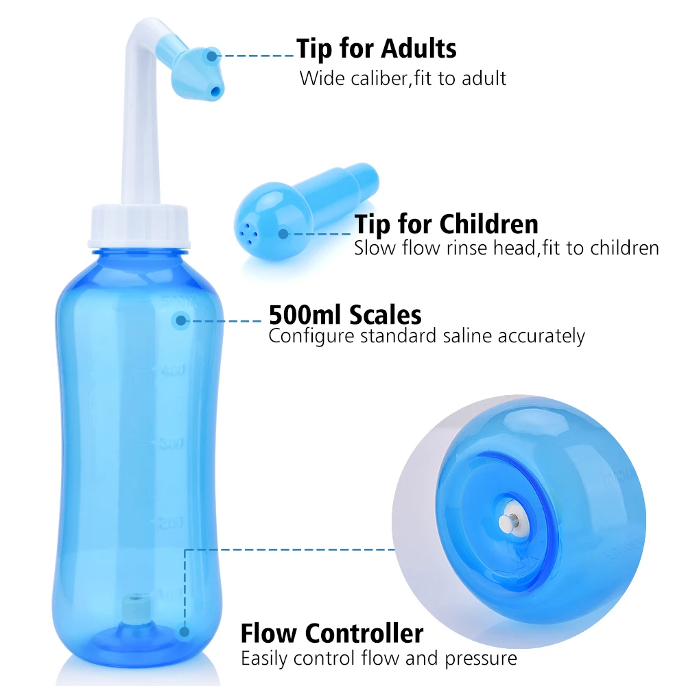 300ml Nasal Washing Nose Aspirator Nasal Wash Salt Cleaner Sinusite Allergic Rhinitis Treatment Child Adult Neti Pot Health Care