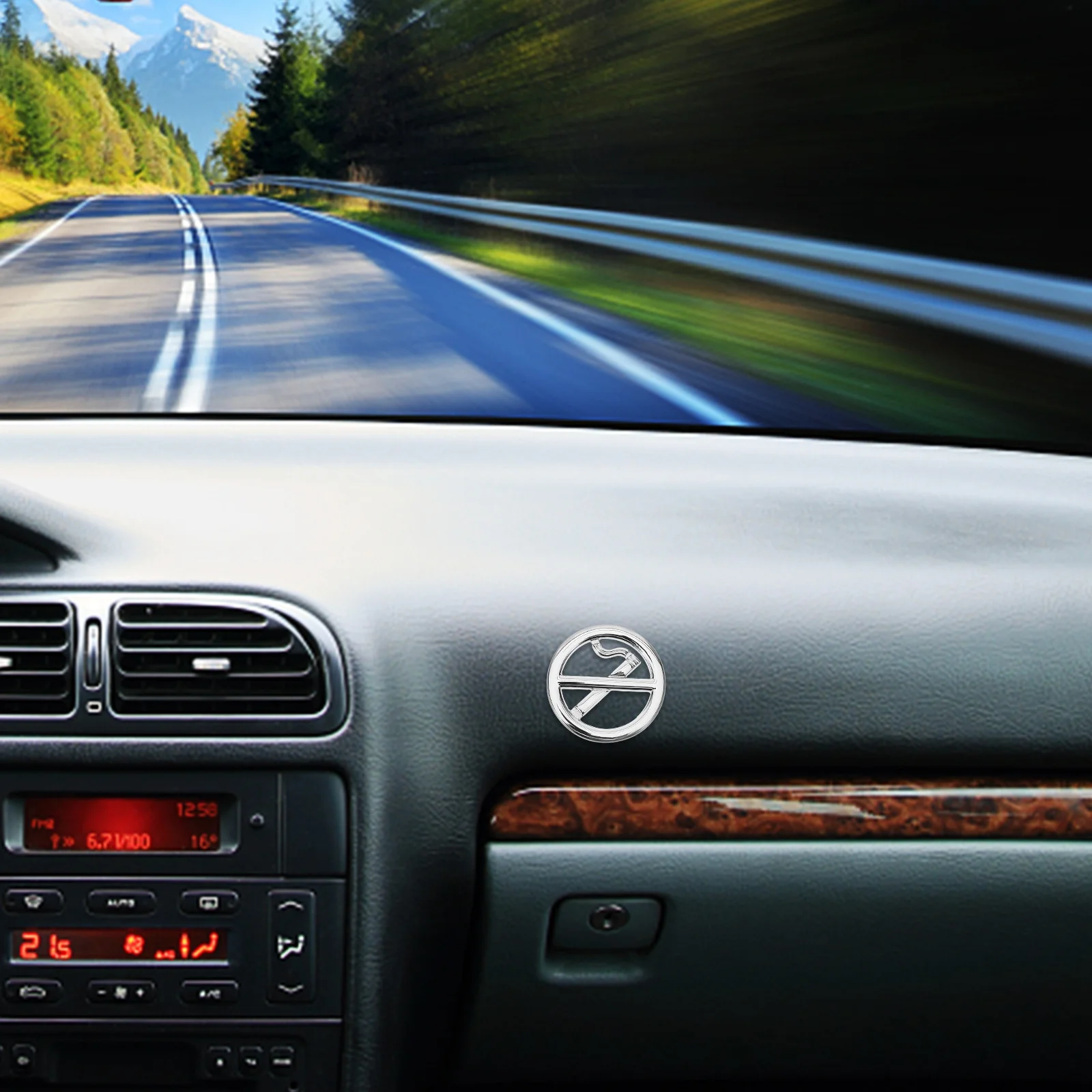 Self Adhesive No Smoking Metal Sticker 3D Warning Sign for Cars Vehicle Interior Decoration No Smoking Stickers for Vehicles