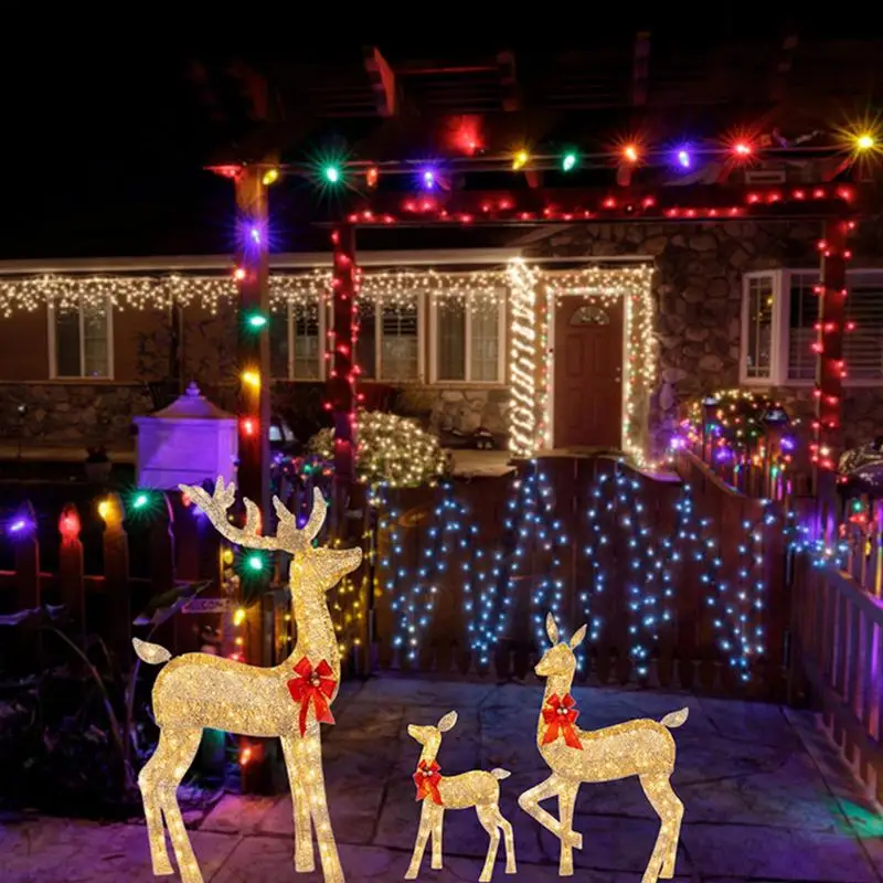 Christmas LED Light Luminous Deer Garden Decoration Xmas Ornament Happy New Year Home Yard Decoration Christmas Lighting Deer