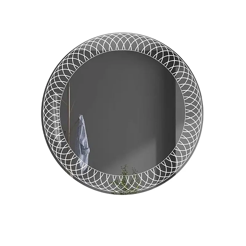 Bathroom mirror Round defogging mirror with LED light Wall-mounted makeup  Wash table Dressing mirror Smart defogging