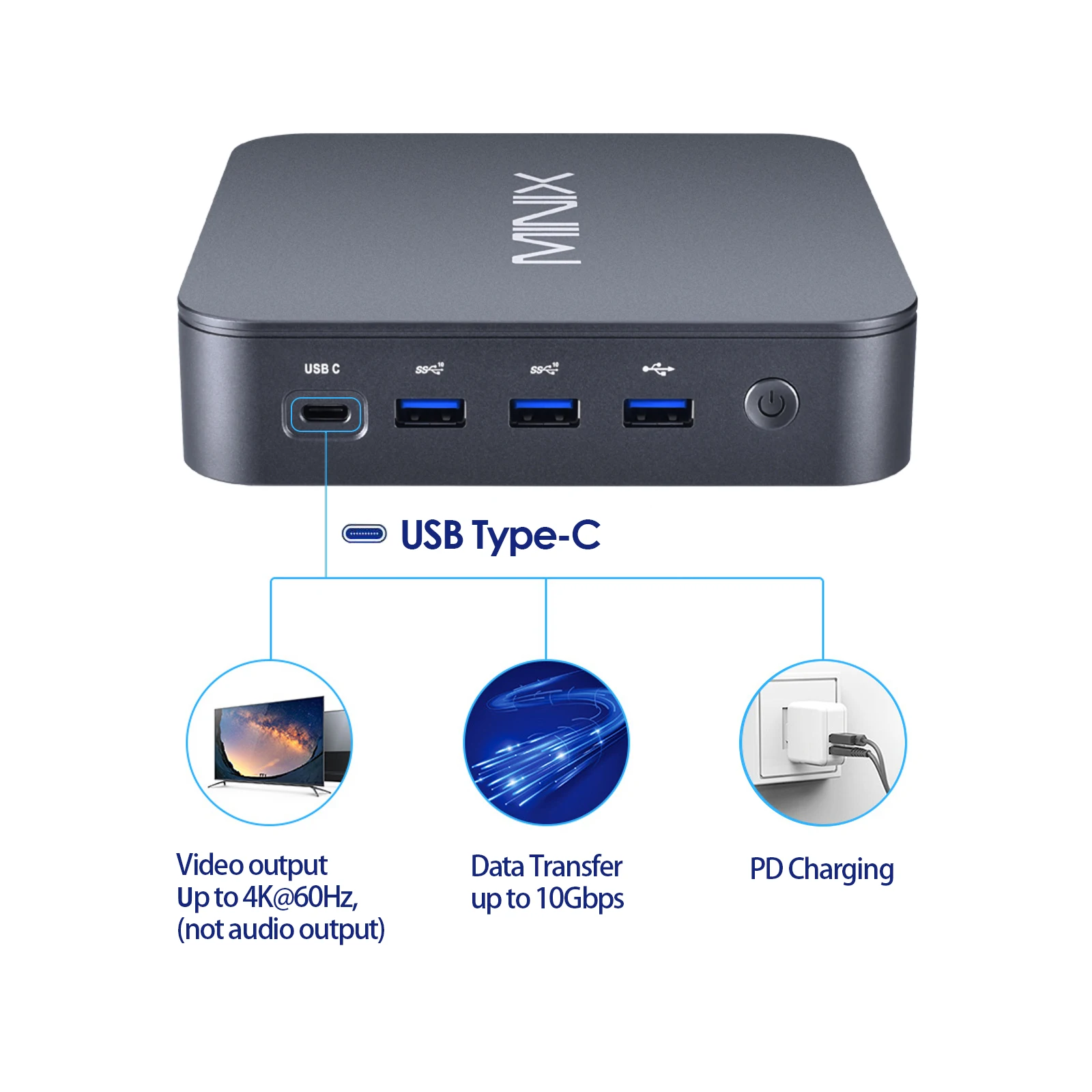 MINIX-Mini ordenador NEO J51-C8 Max, 8GB/512GB, M.2, PCIe, NVMe, SSD, Windows 11 Pro, aluminio/Wi-Fi6/Dual, 2,5 GB, LAN/USB-C/Triple Disp