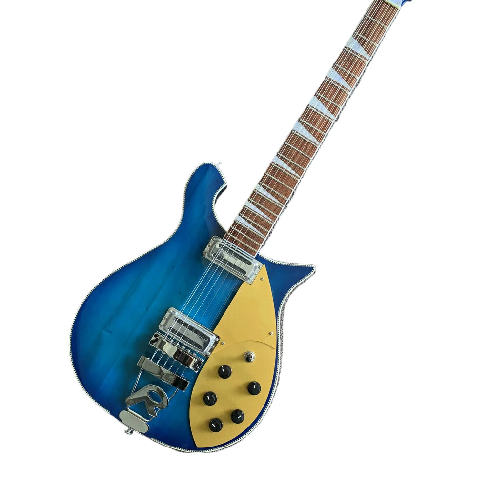 

blue color 12 strings rickenback electric guitar half hollow body Roger limit 12-string ricken guitarra