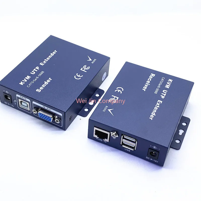 Up to 300m VGA USB KVM Extender IP Network 1000Ft Over Cat5/5e/6 Cable 1080P Keyboard Mouse KVM Extender VGA Audio Transmitter