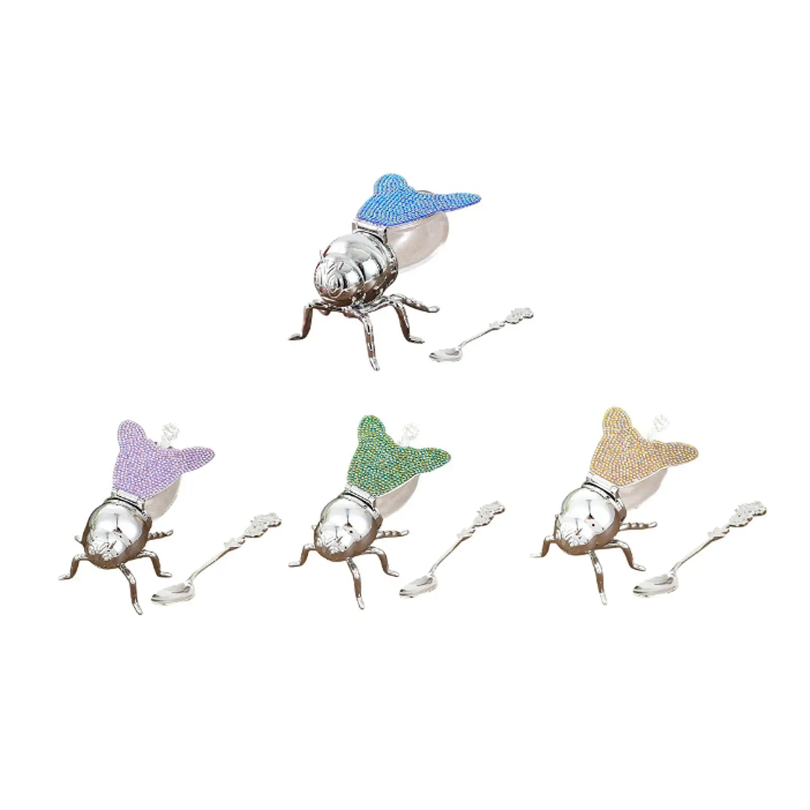 وعاء تخزين برطمان عسل على شكل نحلة مع ملعقة وعاء بهار السكر الحديث للشقة والمزرعة والمقهى والمطبخ والمنزل #2