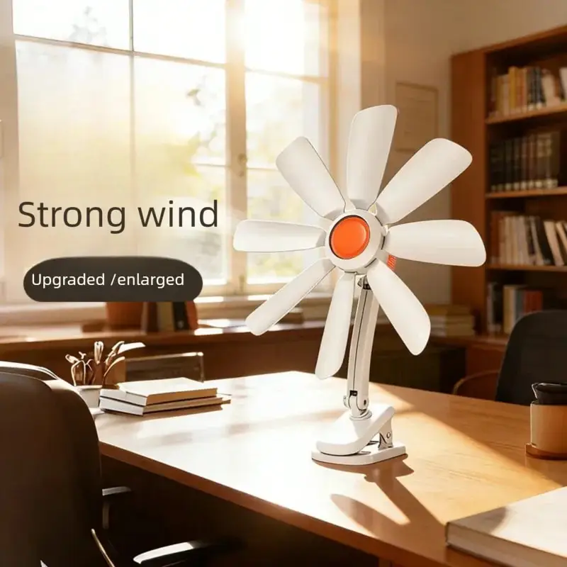 Portable Frameless Clip Fan 8 Fan Blades Powerful Wind Timed Quiet Remote Small Fan For Home Dormitory Kitchen Use