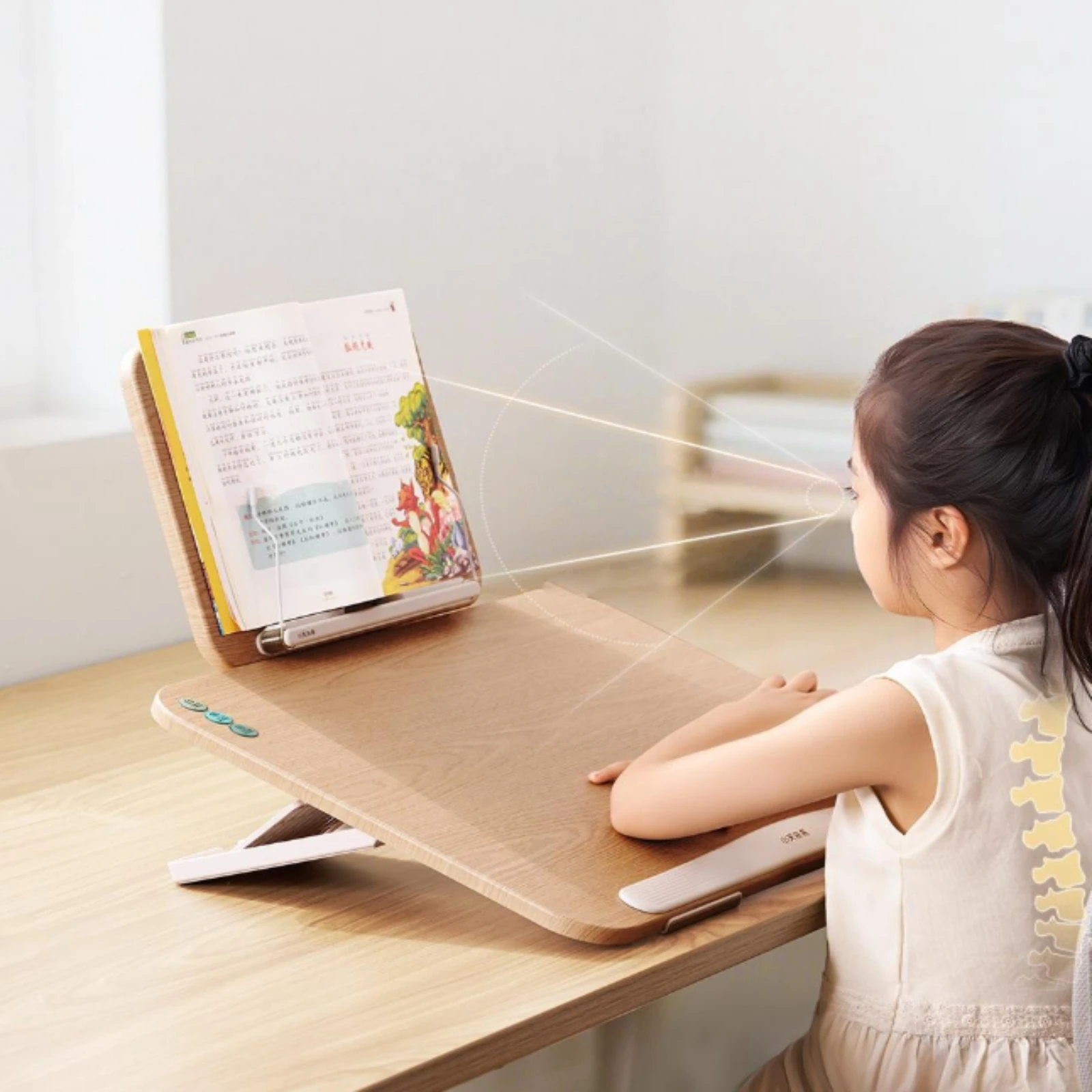 Study Board with Book-Rest Ergonomic Writing Board with Reading Rack Adjustable Writing Slope Stable Desktop Book Stand Compact