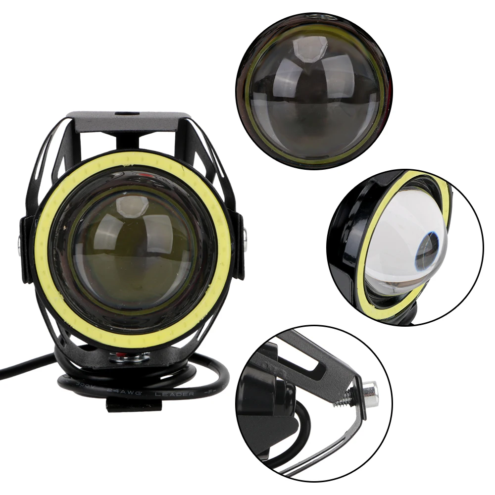 Faros delanteros para motocicleta, focos, lámpara LED auxiliar para motocicleta, 125W, U7, 2 unids/set, LED, Ojos de Ángel para motocicleta