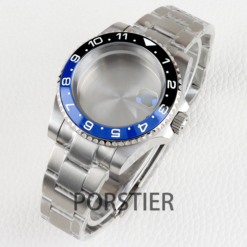 الفضة 40 مللي متر NH35 ساعة حالة الياقوت الزجاج ل Seiko NH34 NH35 NH36 NH38 حركة الفرعية GMT يخت ماستر نحى المحار سوار