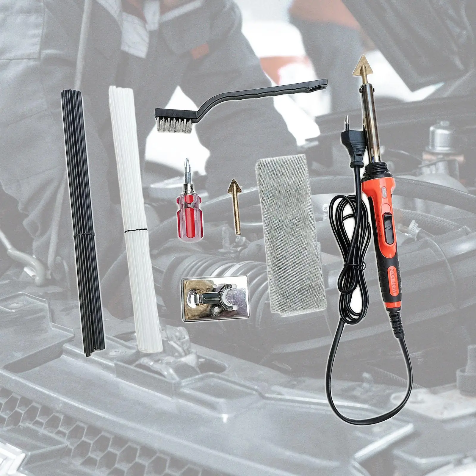 Portable Plastic Welder Soldering Iron Tool Kit 100W Fast Heating for Kayak Bumper Crack Smooth Welding Repair Work