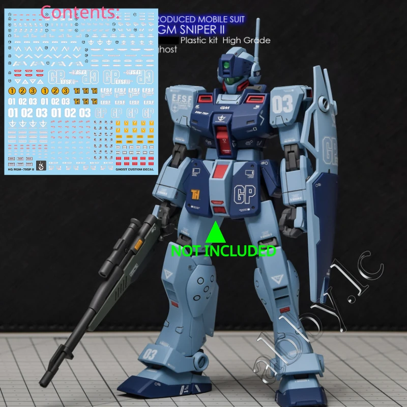 for HG 1/144 RGM-79SP GM Sniper II 2 High Grade UC Mobile Suit 0080 War in the Pocket WaterSlide UV Light Reactive Decal Sticker