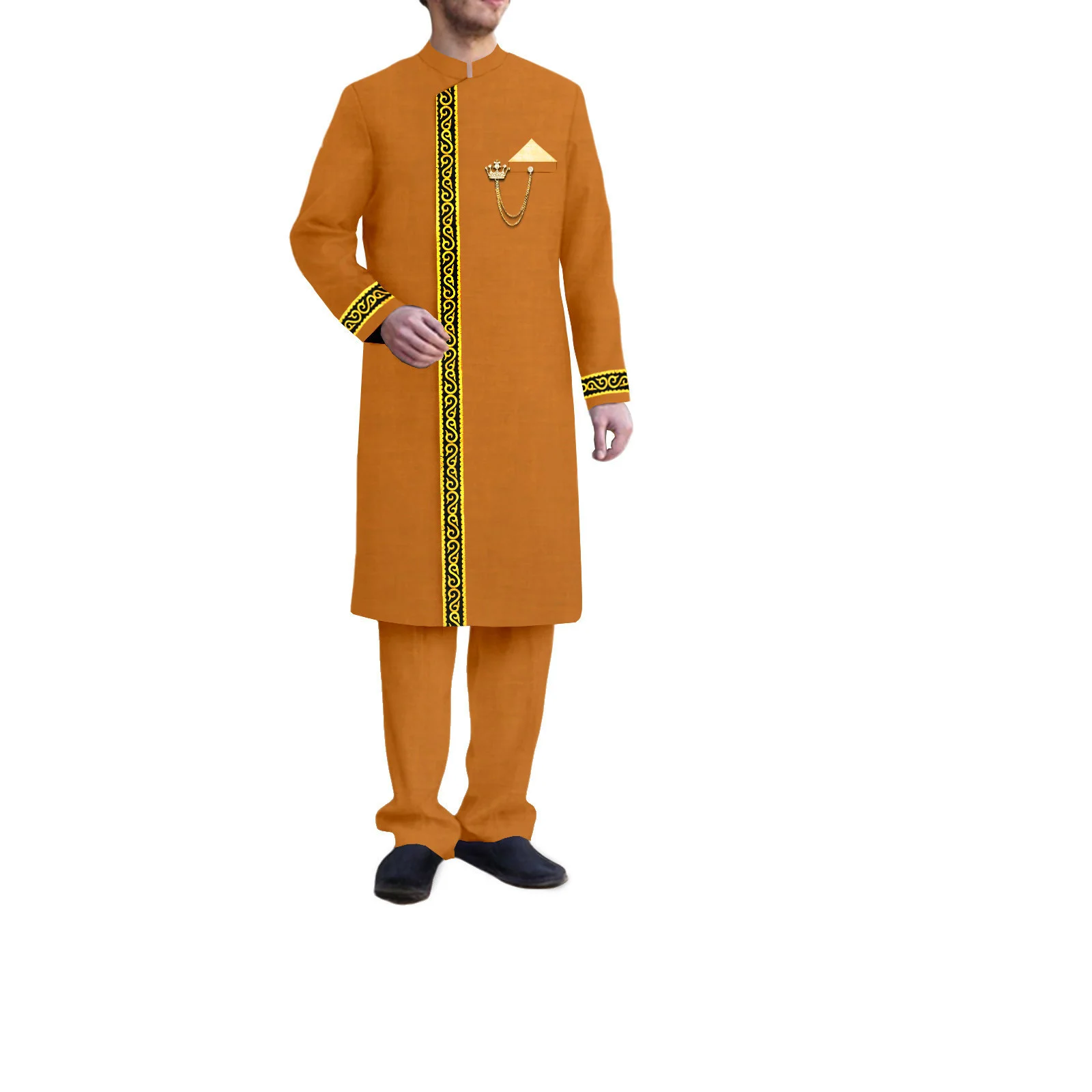 

African Clothing for Men Dashiki Outfits Shirt Pants 2 Pcs Set Causal Bazin Riche Attire Dating Church Wedding Traditional Wear