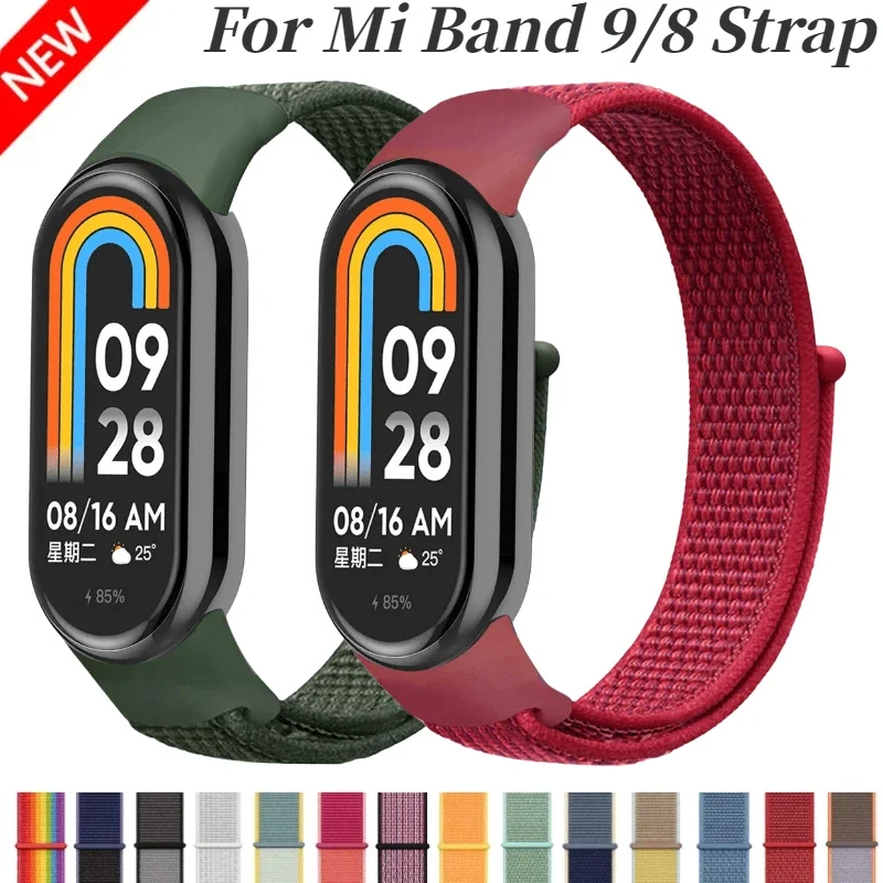 

Нейлоновый ремешок-петля для Xiaomi Mi Band 9/8, ремень для умных часов, дышащий ремешок для часов Correa для Mi Band 9/8, аксессуары для ремешков