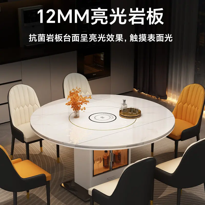 Rock slab dining table and chair combination with warm vegetable board household modern simple multi-function built-in tur