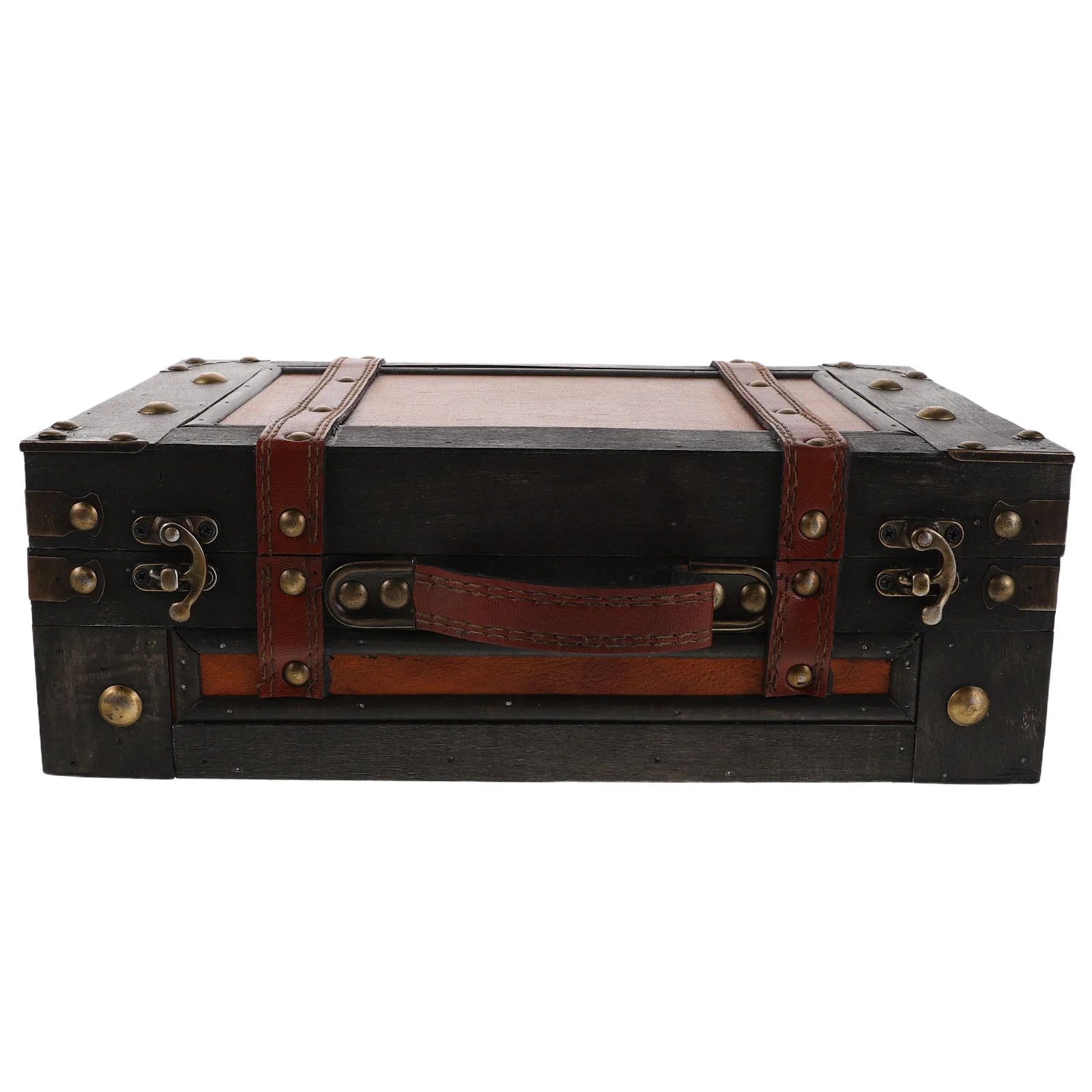 

Wooden Treasure Chest Vintage Style Storage Box With Handle Small Wood Trunk For Keepsakes Party Props Wedding Decor Bedroom