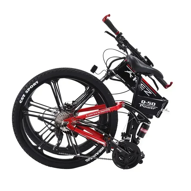 AKEZ Electric bicycle 1000W Motor 48V10.4AH Lithium battery Folding E-Bike 26 inch Tire mountain snow adult Electric Bike image 7