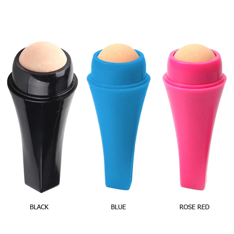 3Color Facial Oil Absorbent Roller Natural Volcanic Stone Roller T-zone Oil Control Remove Fat Face Care Reusable Skin Care Tool