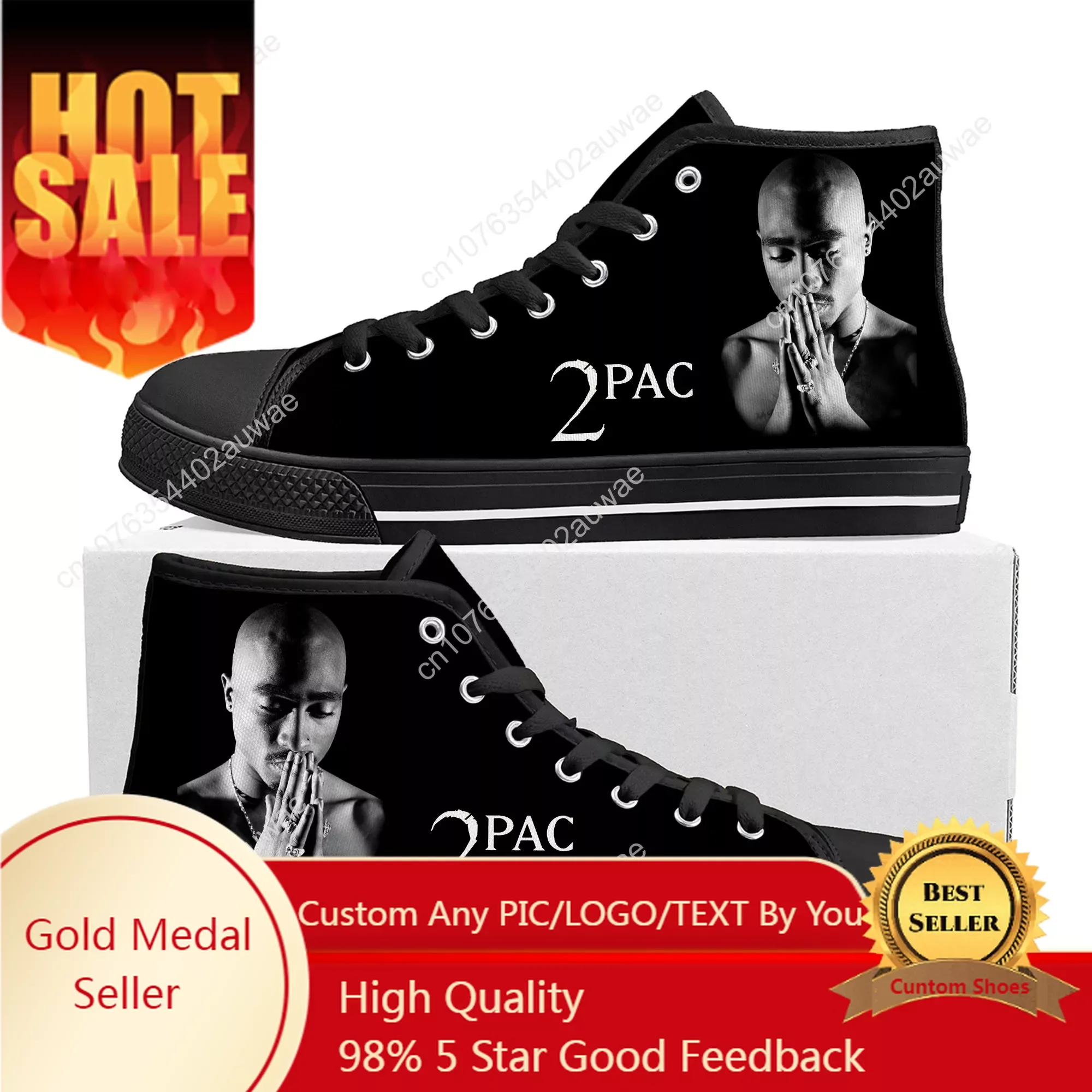 

Tupac 2pac Fashion Unisex High Top Shoes High Quality Sneakers Men Women Teenager Canvas Sneaker Casual Couple Shoes Custom Shoe