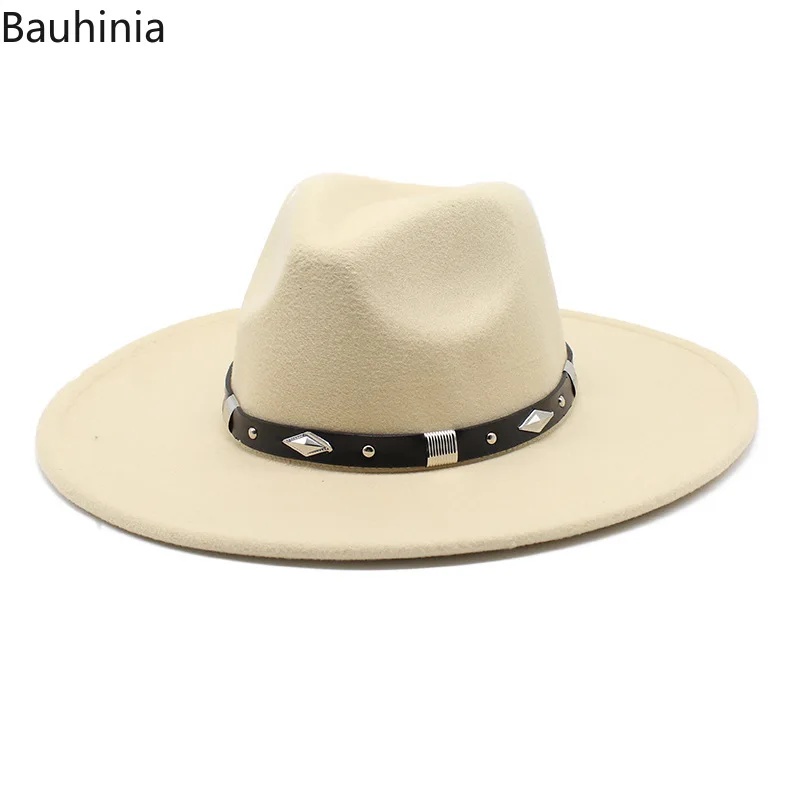 Bauhinia Fedora Hats for Women 9.5CM Big Brim Vintage Trilby Church Cap Formal Dress Wedding Hat Sombreros De Mujer