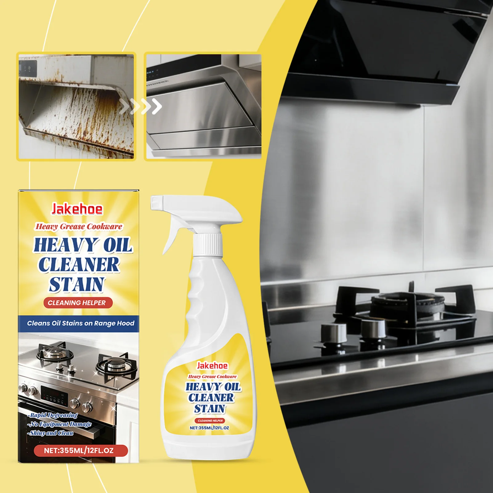 

Commercial Oil Stain Remover For Range Hoods Multi-surface, Versatile Application. Professional Kitchen (Restaurant/Commercial)
