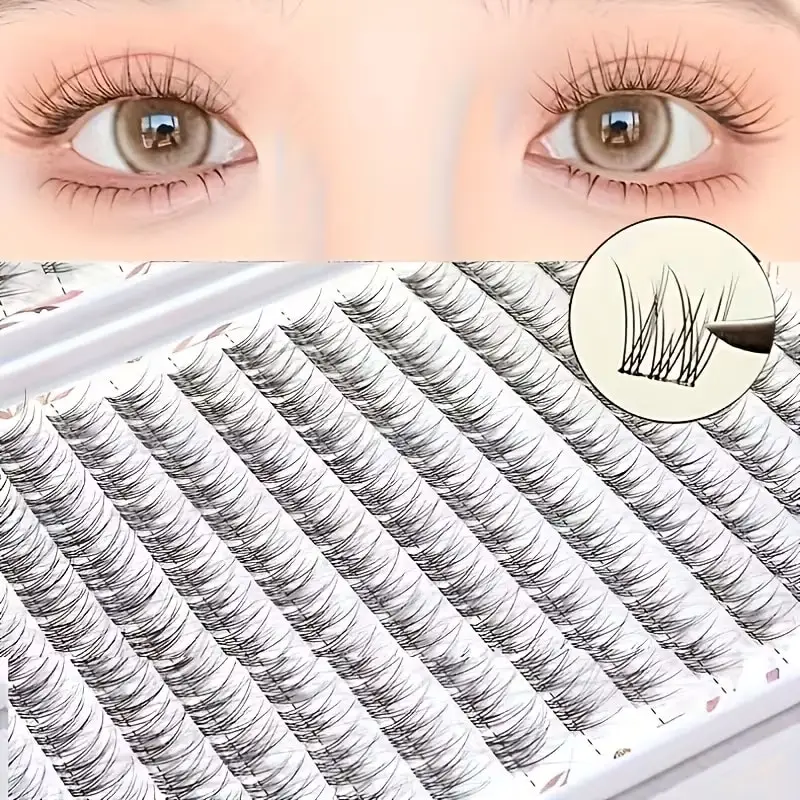 384 Soft & Light Fishtail Single Cluster Eyelashes - Reusable, D Curl, 10-12mm - Perfect for Daily Makeup, Everyday Eyelash Exte
