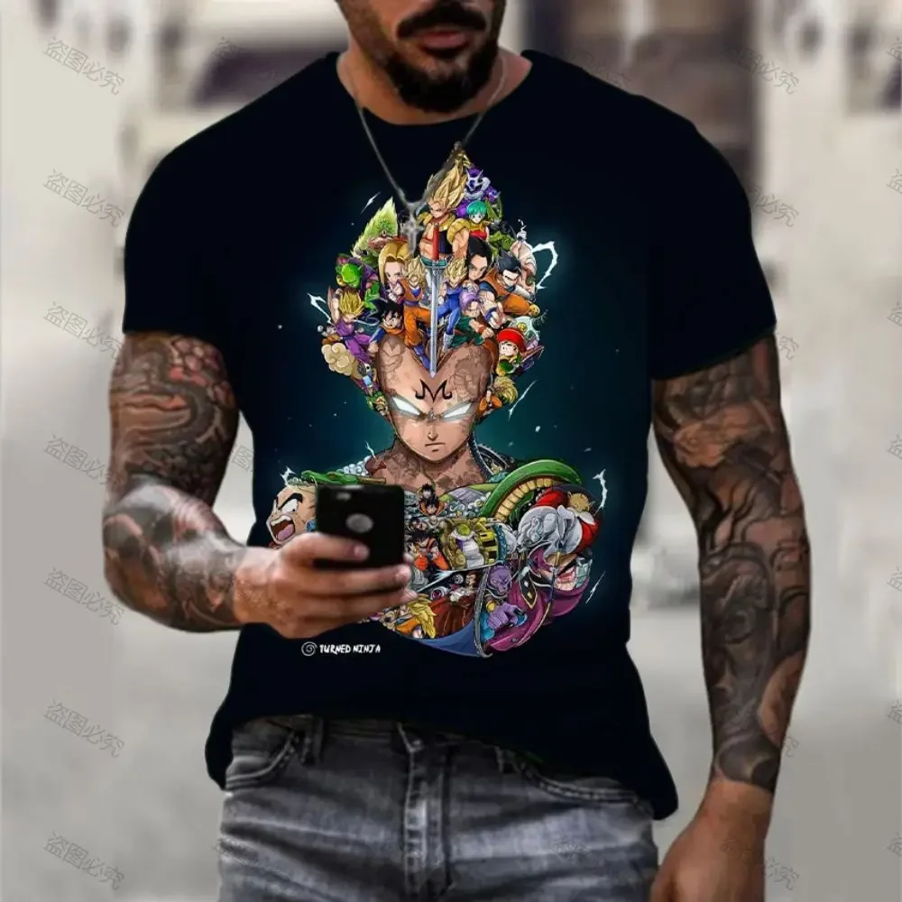 Goku Vegeta Dragon Ball Z Men's T Shirt Y2K New 110-6XL Oversized Saiyan GYM Anime O-collar Harajuku Trend Cool Short Sleeved