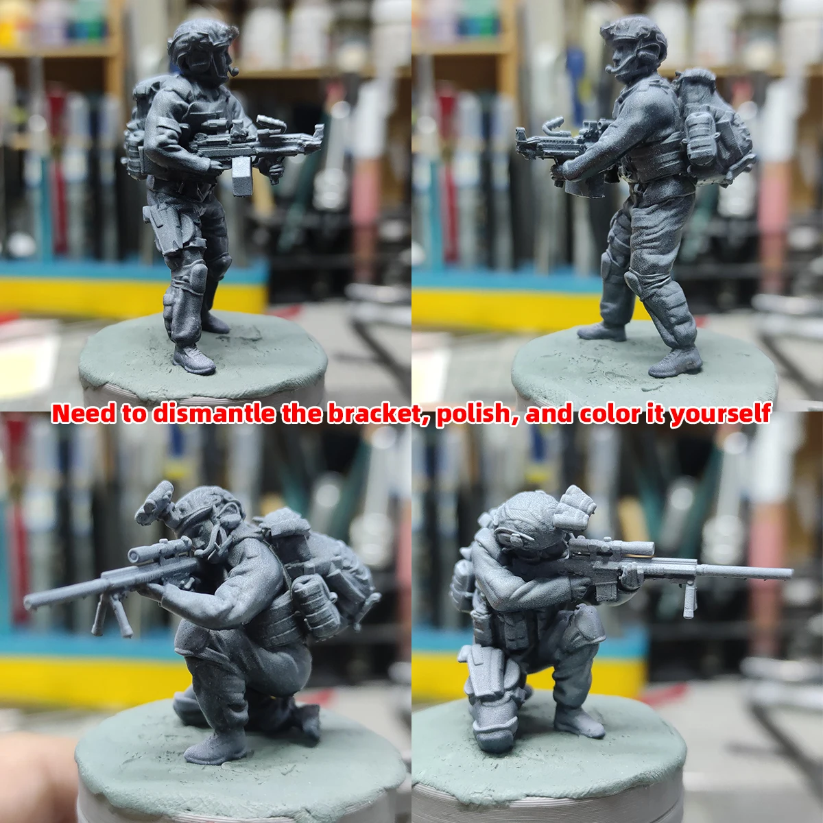 Maßstabsgetreuer Miniaturmodellbausatz aus Kunstharz, 3D-Modelle moderner Soldaten, U.S. Navy SEALs mit Polizeihund-Figuren, 6-teiliges Set, 1/35, 1/48, 1/72 – Detail 1