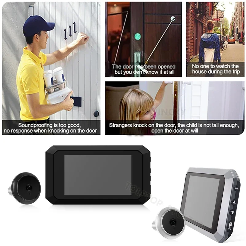 Smart Digital Peephole Door Viewer Camera 3.97 Inch IR Night Vision HD 1080P Mini Digital Magic Door Eye Ring Door Bell Camera